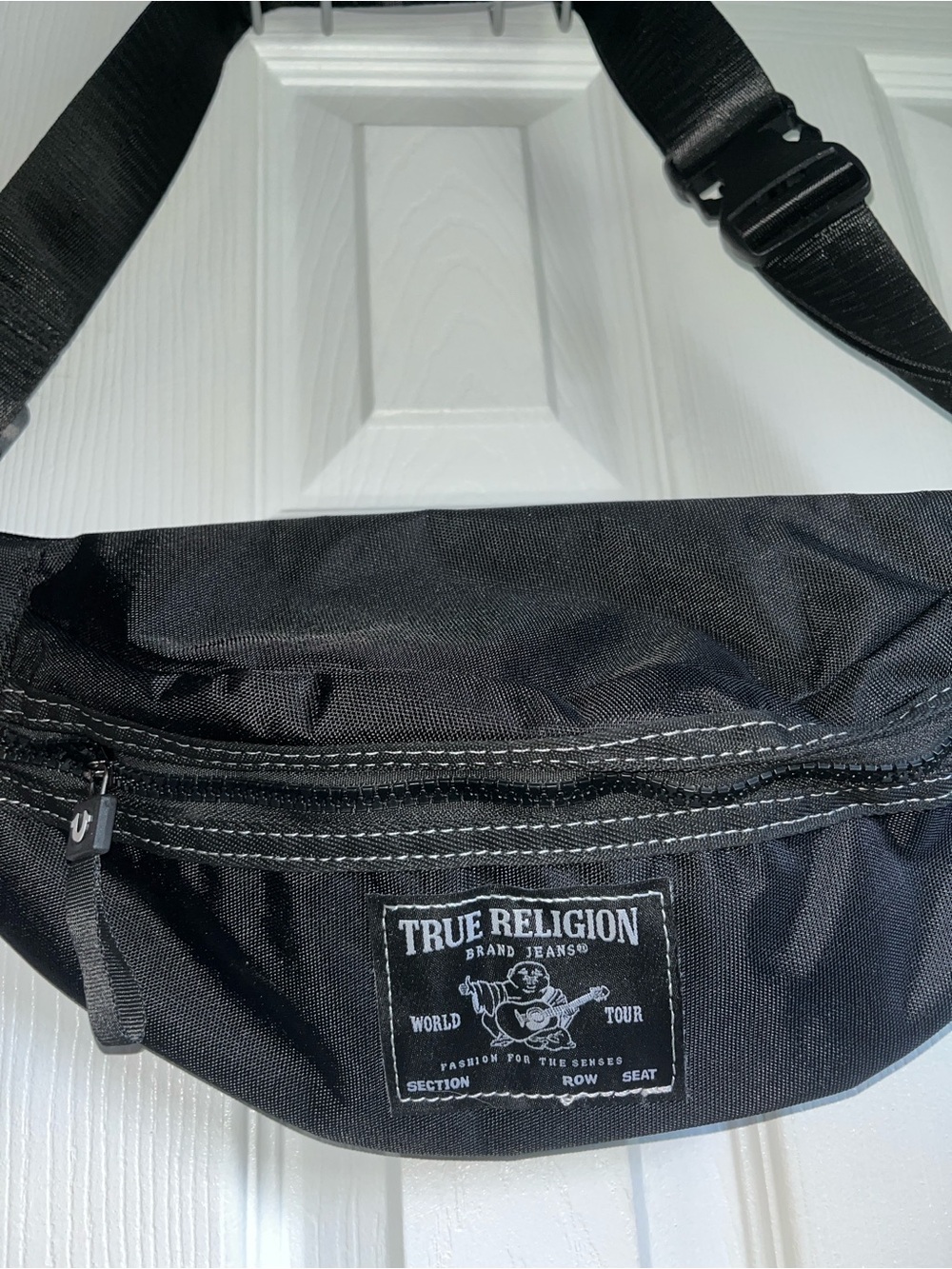 True Religion Black Men's Waist Bag with Logo Patch